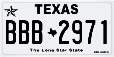 TX license plate BBB2971