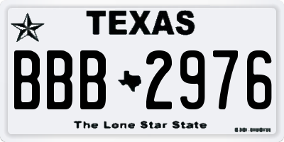 TX license plate BBB2976