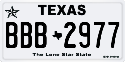 TX license plate BBB2977