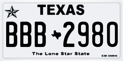 TX license plate BBB2980