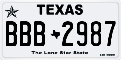 TX license plate BBB2987