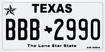 TX license plate BBB2990