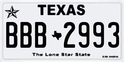 TX license plate BBB2993