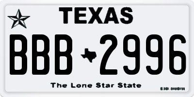 TX license plate BBB2996