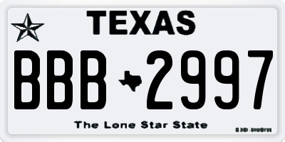 TX license plate BBB2997