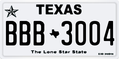 TX license plate BBB3004