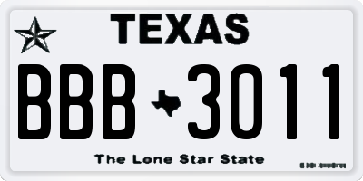 TX license plate BBB3011