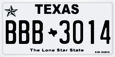 TX license plate BBB3014