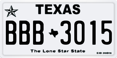 TX license plate BBB3015