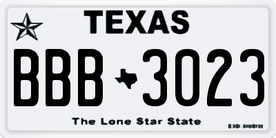 TX license plate BBB3023