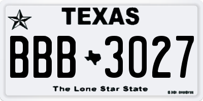 TX license plate BBB3027