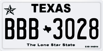 TX license plate BBB3028