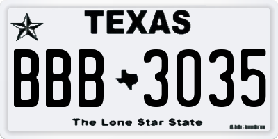 TX license plate BBB3035