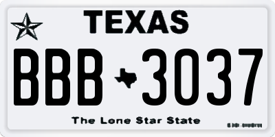 TX license plate BBB3037