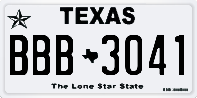 TX license plate BBB3041