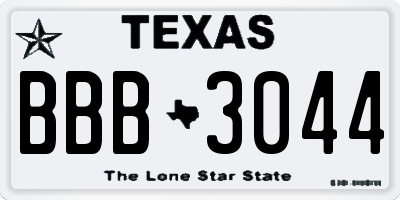 TX license plate BBB3044