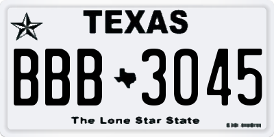 TX license plate BBB3045