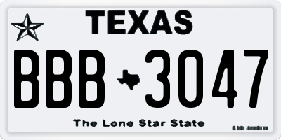 TX license plate BBB3047
