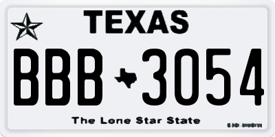TX license plate BBB3054