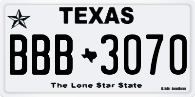 TX license plate BBB3070