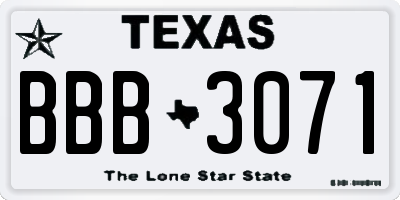 TX license plate BBB3071