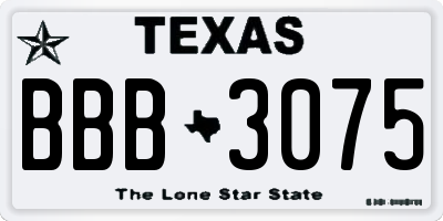 TX license plate BBB3075