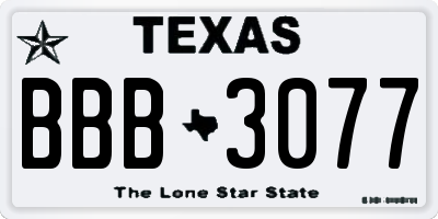 TX license plate BBB3077