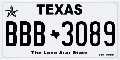 TX license plate BBB3089