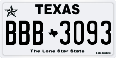 TX license plate BBB3093