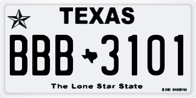 TX license plate BBB3101