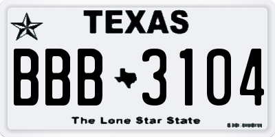 TX license plate BBB3104