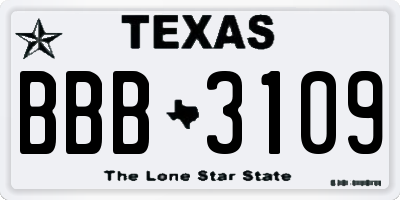 TX license plate BBB3109