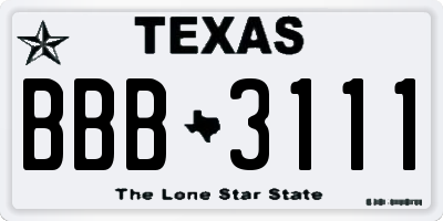 TX license plate BBB3111