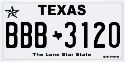 TX license plate BBB3120