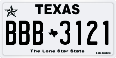 TX license plate BBB3121