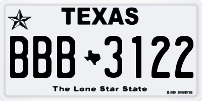 TX license plate BBB3122