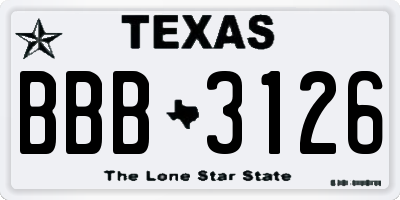 TX license plate BBB3126