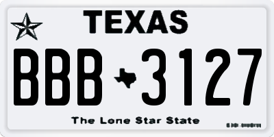 TX license plate BBB3127