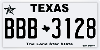 TX license plate BBB3128