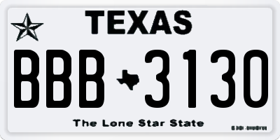 TX license plate BBB3130