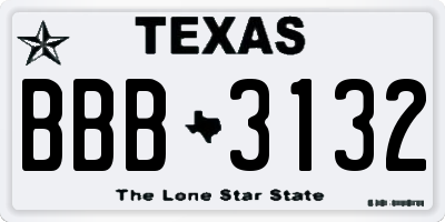 TX license plate BBB3132