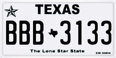TX license plate BBB3133