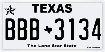 TX license plate BBB3134