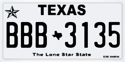 TX license plate BBB3135