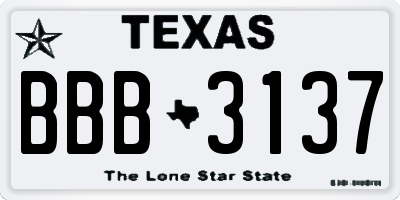TX license plate BBB3137