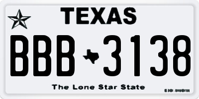 TX license plate BBB3138