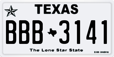 TX license plate BBB3141