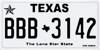 TX license plate BBB3142