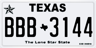 TX license plate BBB3144