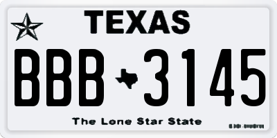 TX license plate BBB3145